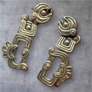 Los Castillo Glyph Vintage Mexican Silver Sterling Earrings Taxaco Signed Rare